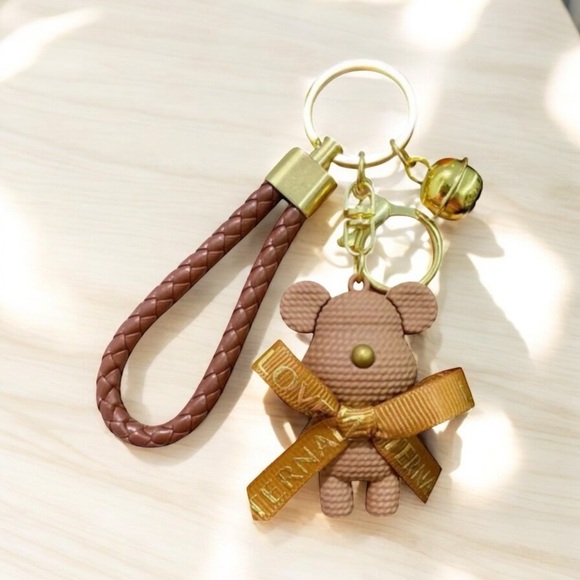 Source Unknown Handbags - CUTE TEDDY BEAR KEYCHAIN WITH BRAIDED STRAP AND BELL
